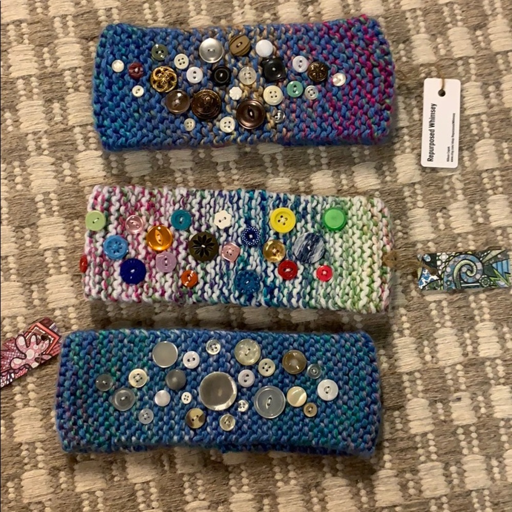 Handmade ear warmers - vintage buttons